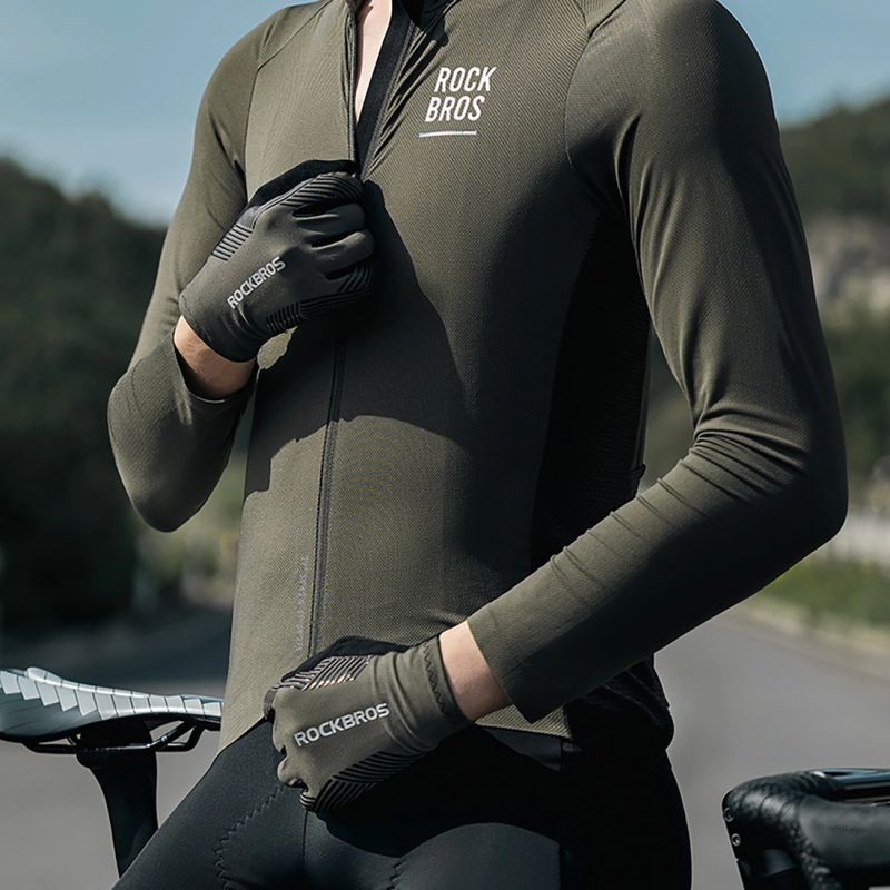 Rockbros cycling gloves spring/summer/autumn, full, size: L - green zielony \ l kesztyű