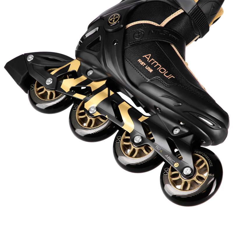 Nils Extreme ARMOUR roller skates black and gold size arany görkorcsolya