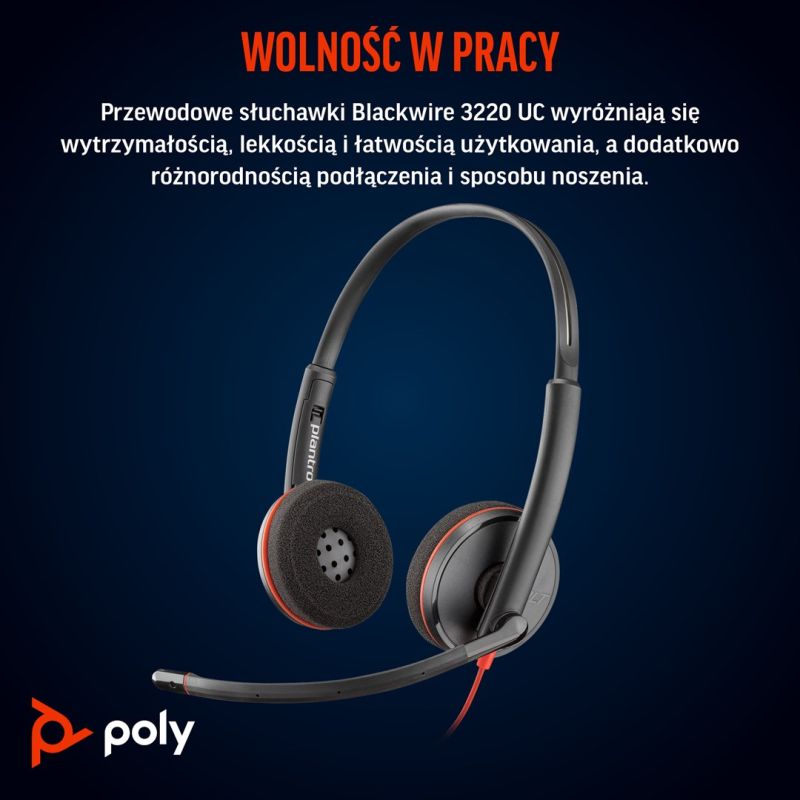 head Poly Blackwire 3220 Stereo USB-C Headset +USB-C/A Adapter (Bulk) kiegészítő 8X228A6