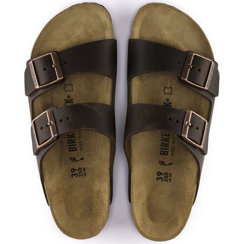 Birkenstock Women's/men's brown Arizona Nubuck Habana narrow flip-flops (52533) cipő