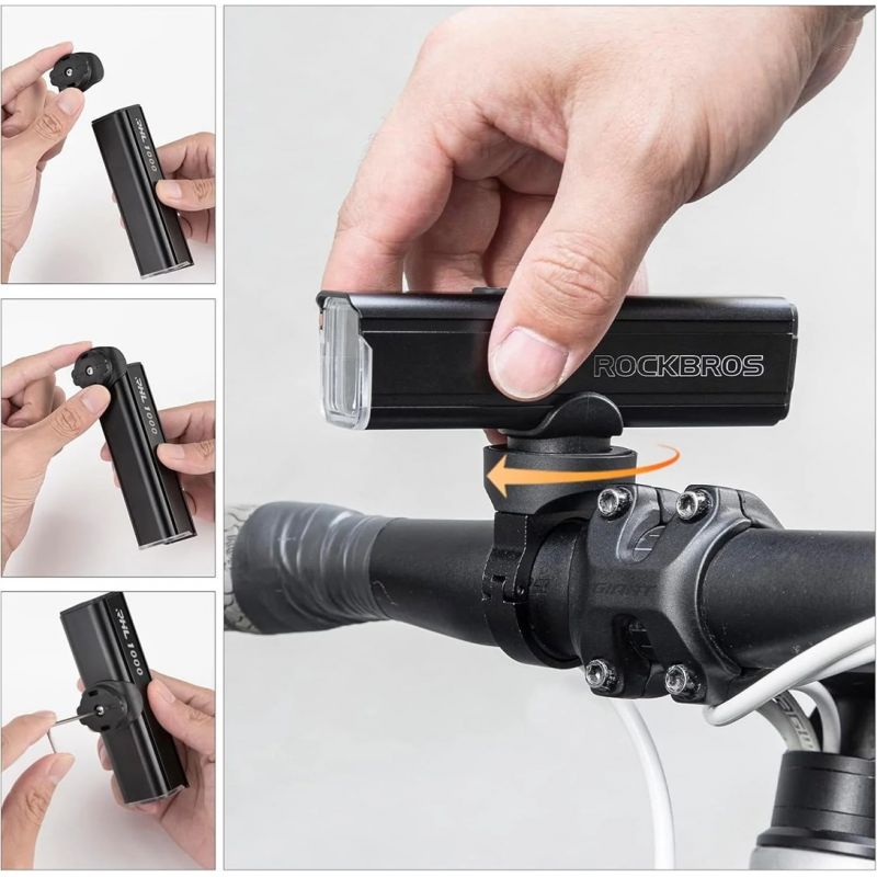 Rockbros 24610002001 Front Bike Light 1000 lm + USB-C - USB-A Cable - fekete lights, tourist equipment