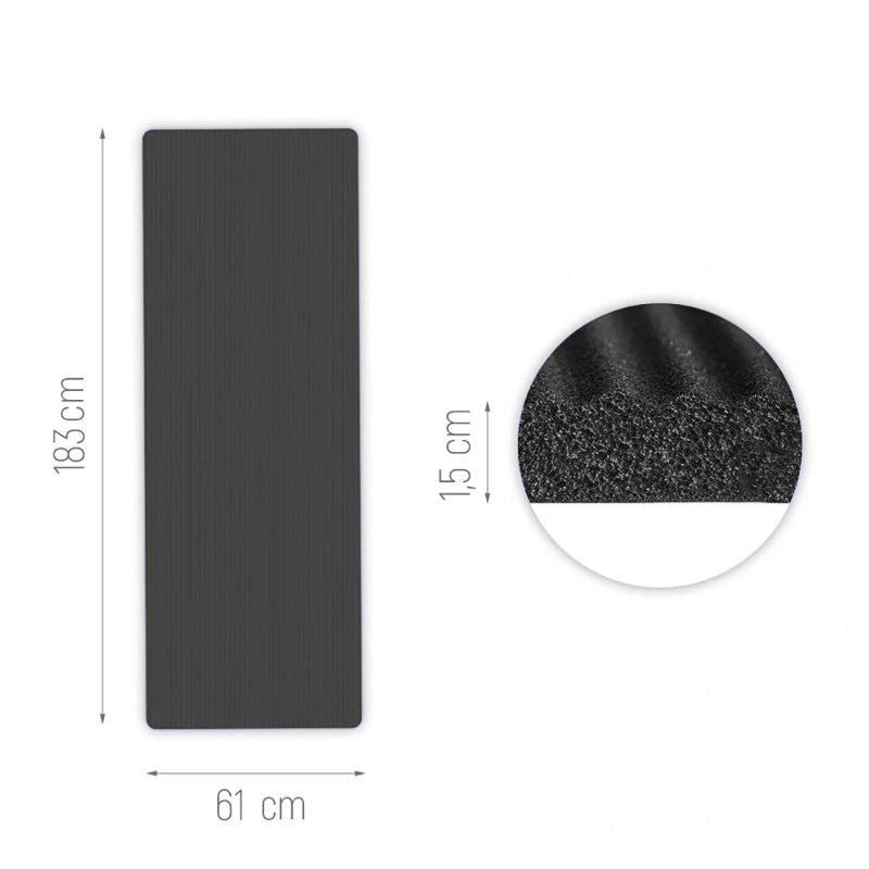 Wozinsky WNSP-15C Exercise Mat 183 x 61 x 1.5 cm Thick Gymnastics Mat for Yoga and Fitness - Black fekete jóga matrac 304004-208170