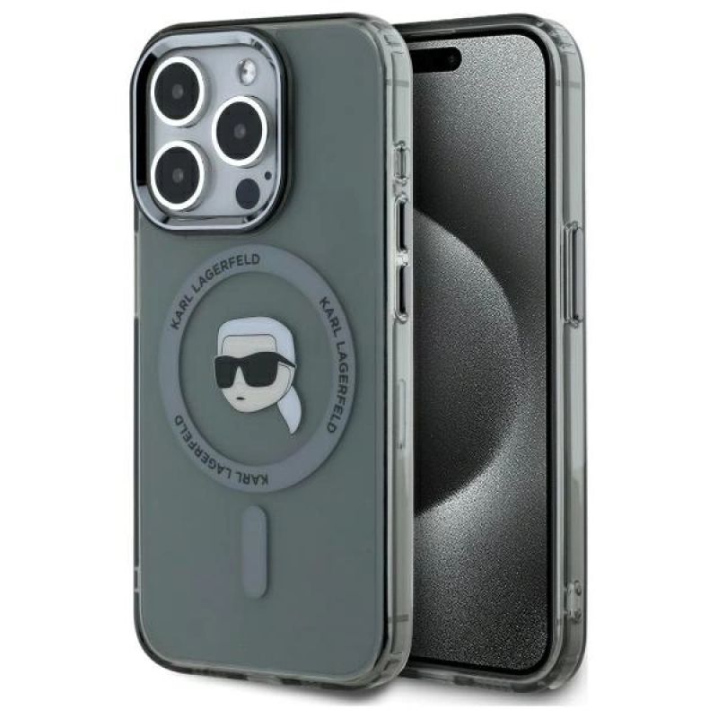 Karl Lagerfeld KLHMP15XHLSKIK iPhone 15 Pro Max 6.7" /black hardcase IML Metal Karl Head MagSafe fekete cases