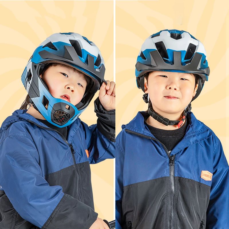 Rockbros TS-61 10110061002 Children's Bike Helmet with Detachable Chin Size M (54-57) - Blue niebieski \ m helmets, martial arts equipment