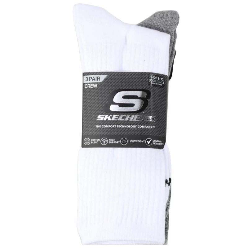 Skechers 3pk Unisex Non Terry Crew White