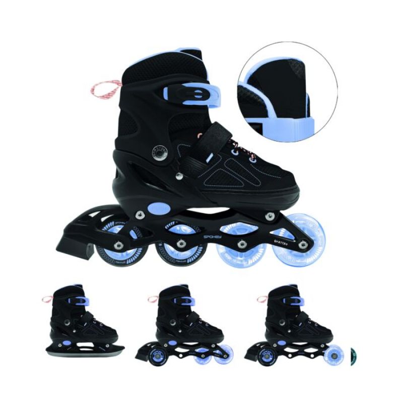 Spokey Quattro 4IN1 SPK-943428 inline skates size 30-33BK/VT Szabadidő kiegészítő