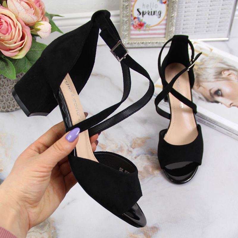 Inny Sergio Leone W SK367A black block heel sandals Túracipő