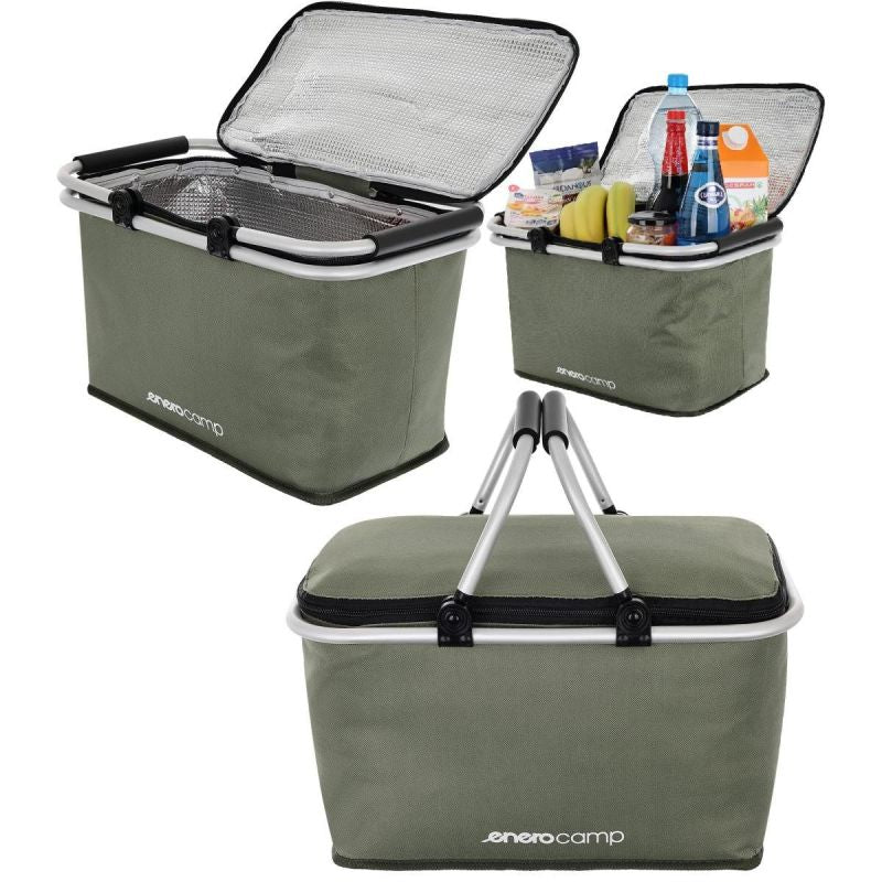 Enero Foldable Thermal Tourist Basket 24l Green Camp zöld tourist equipment, picnic baskets