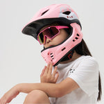 Rockbros TT-32001 Rabbit Children's Bike Helmet with Detachable Chin Size S (48-52) - Pink różowy \ s helmets, martial arts equipment