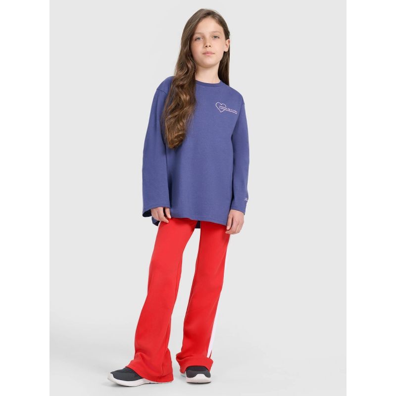 Oversized longsleeve with print for girls 4F 4FJRAW25TLONF589-33S hosszú ujjú póló