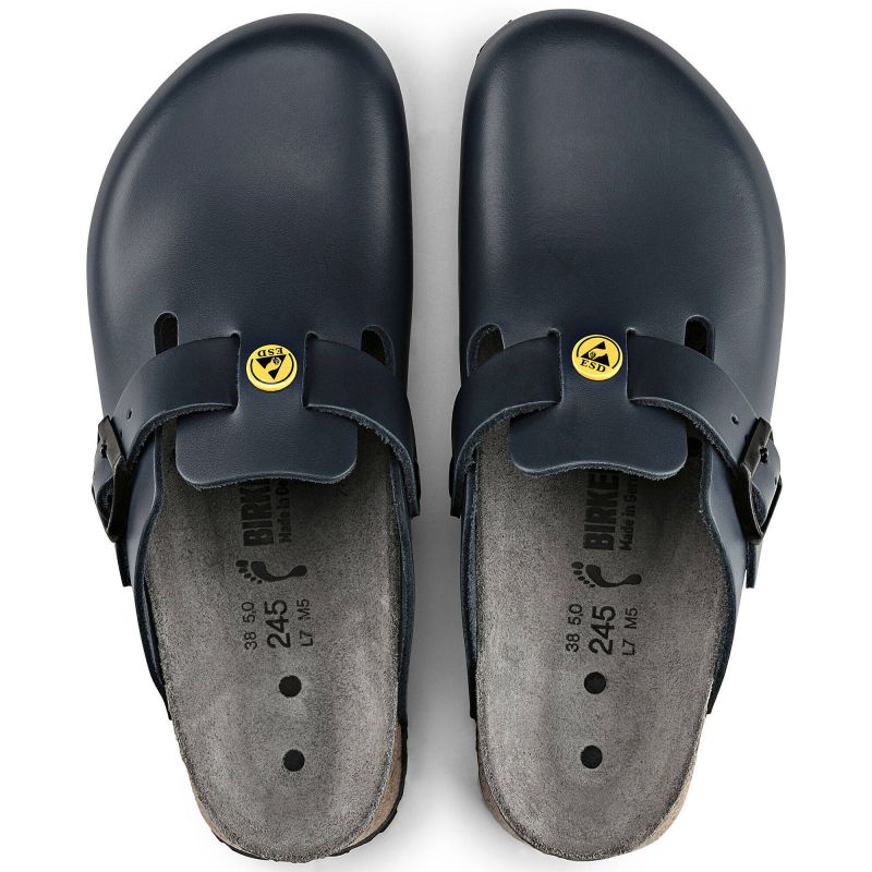 Birkenstock Women's Boston ESD Blue clogs natural leather narrow slippers (0061388) cipő