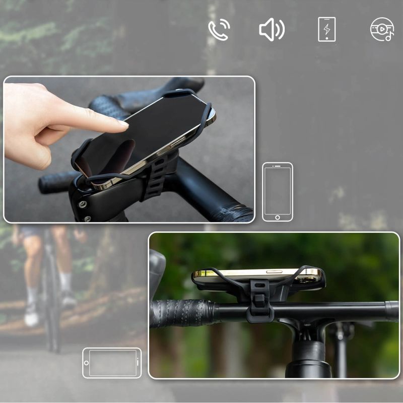 Rockbros 250015001 silicone clamp phone holder - black fekete phones and accessories