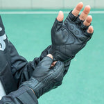 Rockbros 16220006004 leather motorcycle gloves - black fekete kesztyű