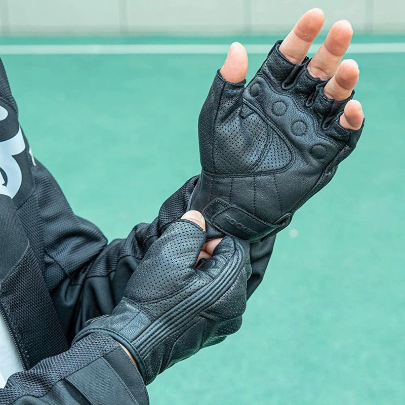 Rockbros 16220006004 leather motorcycle gloves - black fekete kesztyű