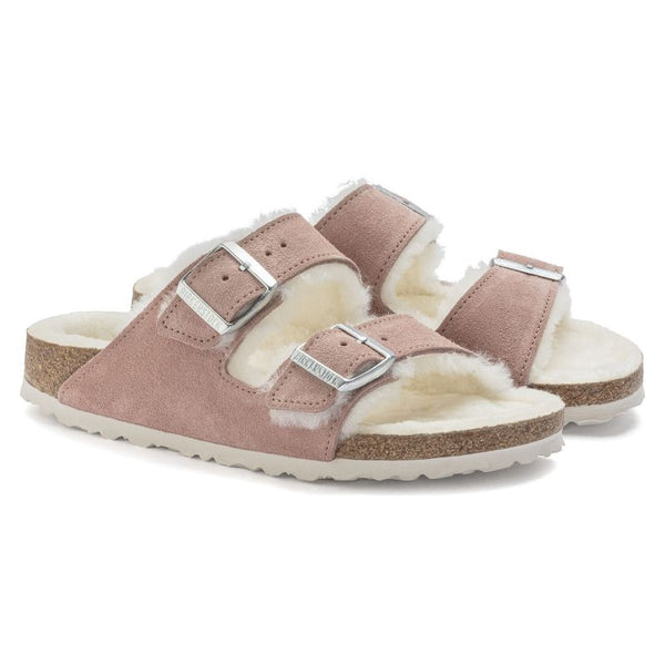 Birkenstock Arizona Suede Leather Shearling Pink Clay LAF Narrow Insulated Flip-Flops (1023258) cipő