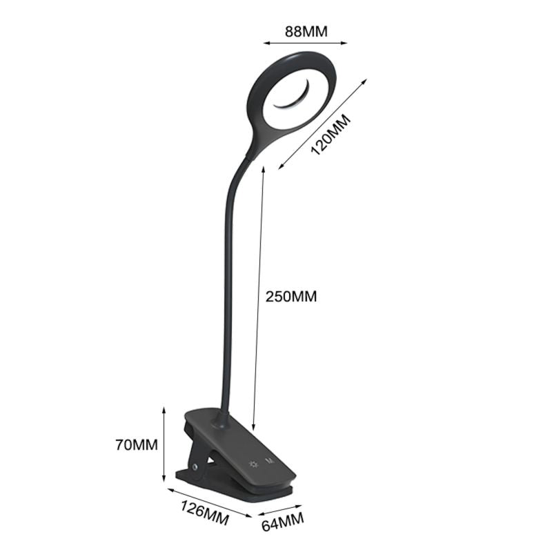 MINI Wozinsky Wireless LED Reading Lamp with Clip + USB-C Cable - Black czarny elektronika -195473