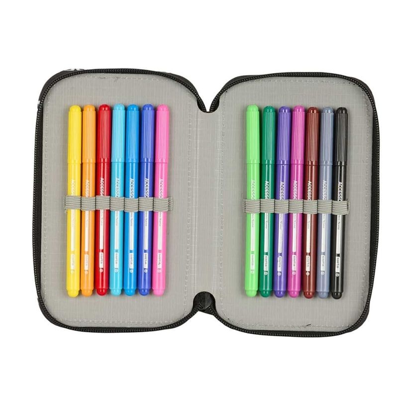 FC Barcelona double filled pencil case 29 PCS czarny ceruzatartó