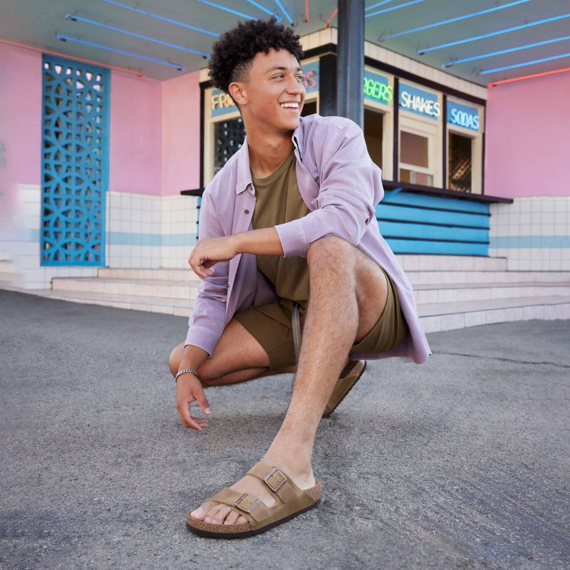 Birkenstock Arizona Soft Footbed Oiled Leather Tabacco Brown Narrow Women's/Men's Slides (0552813) cipő