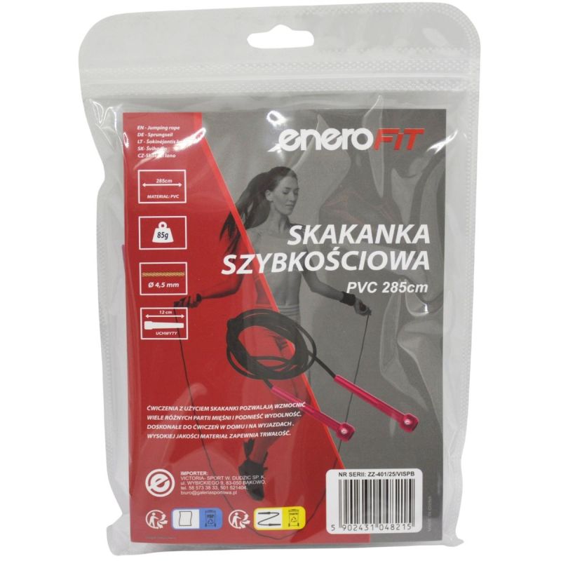 Enero Pvc Speed Skipping Rope 285cm Pink Fit rózsaszín ropes, training equipment