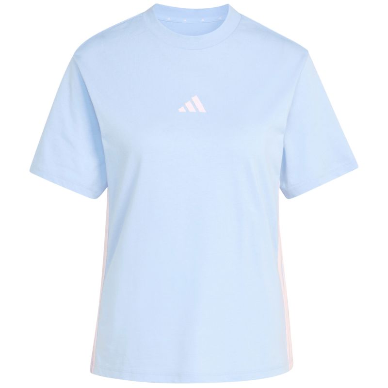 Women's adidas Essentials 3-Stripes Cotton T-shirt, light blue KB7119 2xs shirts
