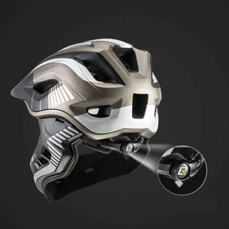 Rockbros TT- children's bicycle helmet with removable chinbar, size S - gray czarny || szary \ s helmets, martial arts equipment