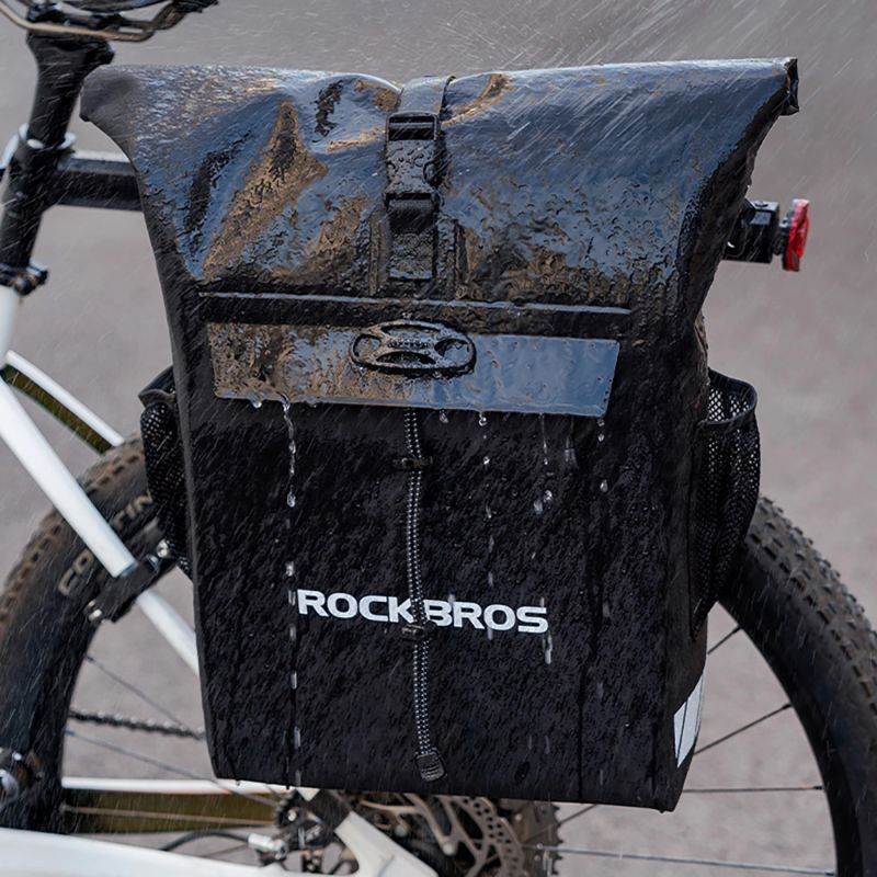Rockbros Bike Bag with Backpack Function, Waterproof, with Helmet Attachment 18l - Black fekete helmets