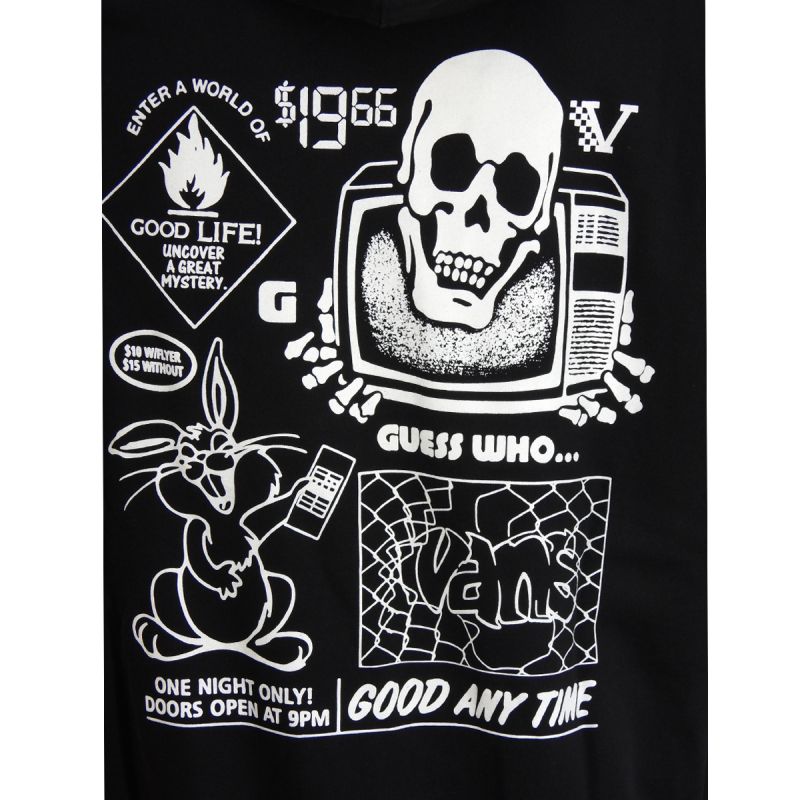 Vans Black Crazy Eddy 66 Loose Pullover Hoodie - VN000JE7BLK fekete kapucnis pulóver