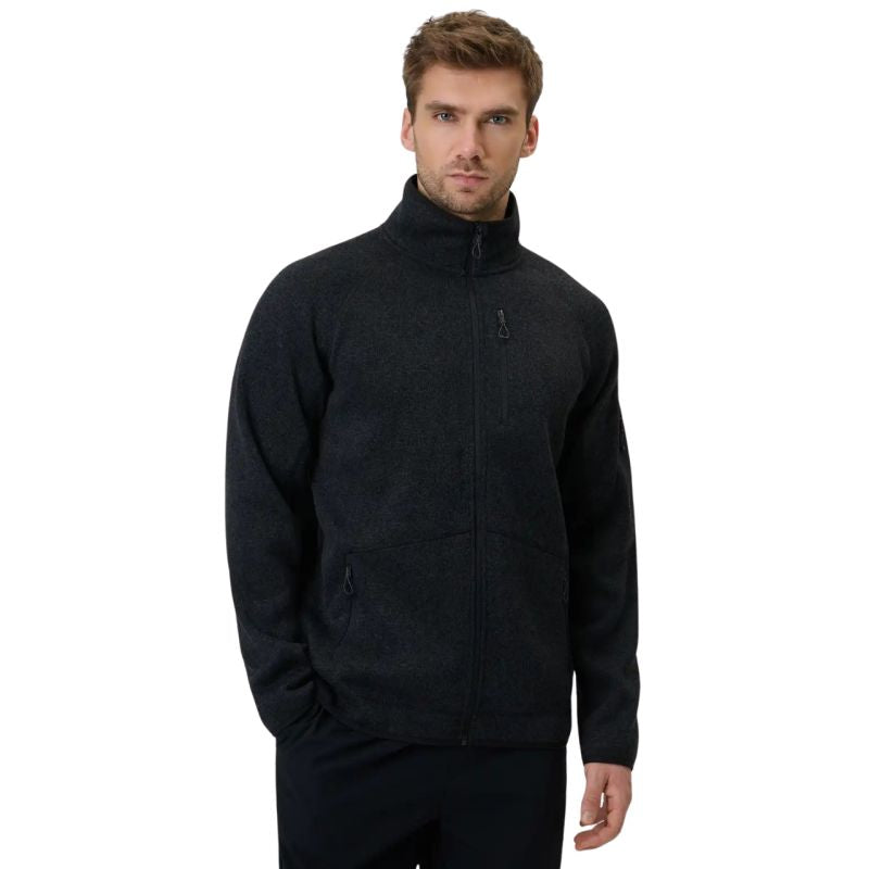 Men's fleece 4F M443 deep melange 4FWSS26TFLEM443 20M fekete kabát