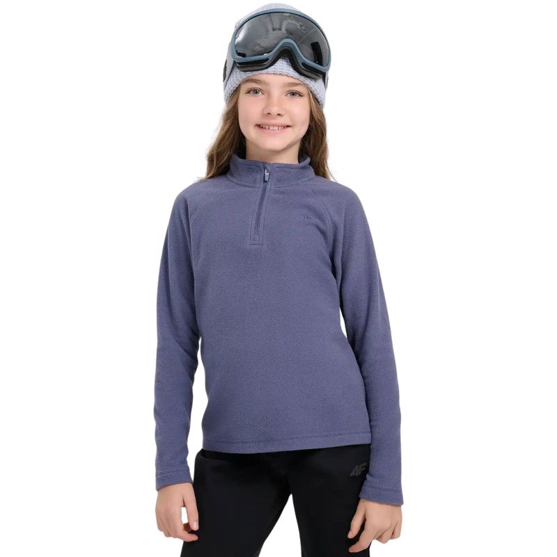 4f Fleece sweatshirt for girls F060 navy blue 4FJWAW25UFLEF060 31S General