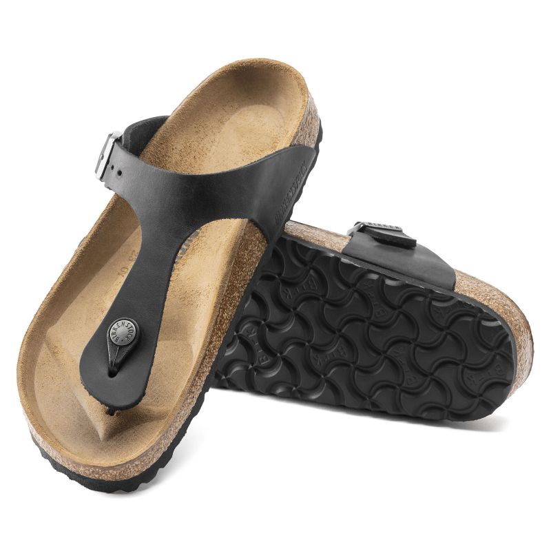 Birkenstock Gizeh NU Oiled Black Regular Women's/Men's Flip-Flops Oiled Leather for Wide Feet (0845251) general
