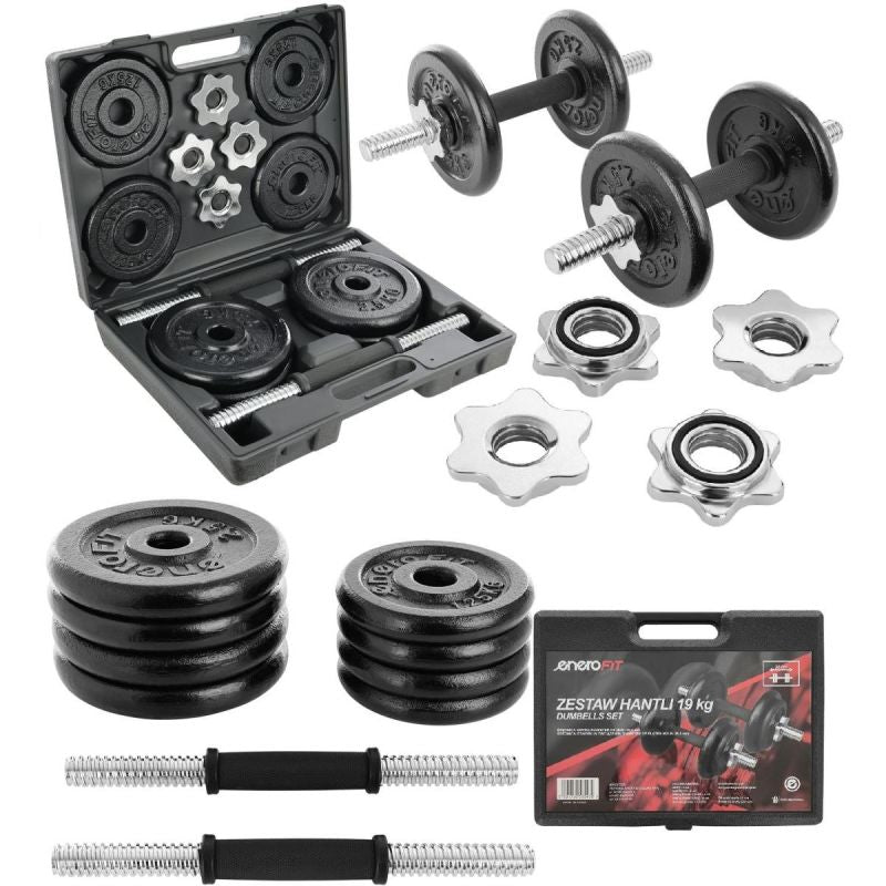 Enero CAST IRON DUMBBELL 19 KG (2x9.5 KG) FIT CASE fekete dumbbell, strength training equipment, training equipment