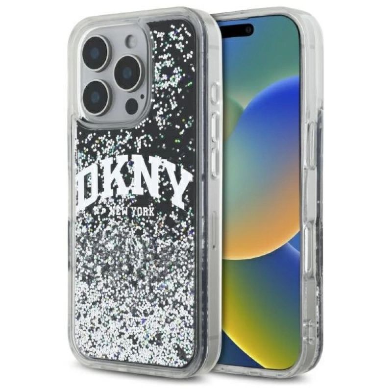 DKNY DKHCP16XLBNAEK iPhone 16 Pro Max 6.9" /black hardcase Liquid Glitter Arch Logo fekete cases
