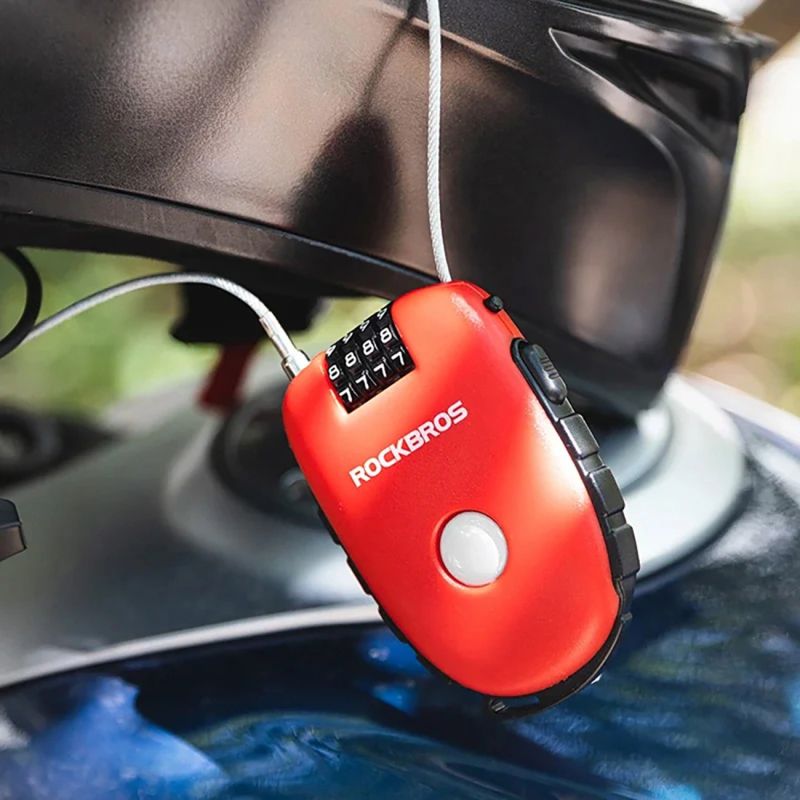 Rockbros 32420981001 bicycle lock with retractable cable - red piros kiegészítő 304004-163810
