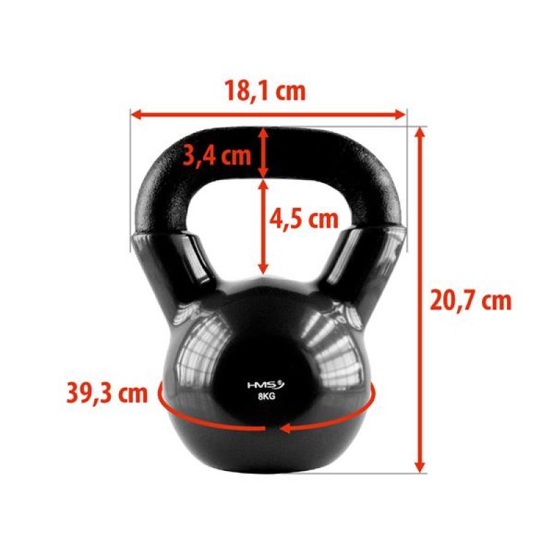 HMS Black KNV08 cast iron kettlebell fekete súlyzó 17-64-062