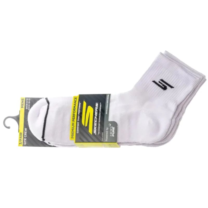 Skechers 3pk Mens Qtr Prem Basic Socks fehér zokni