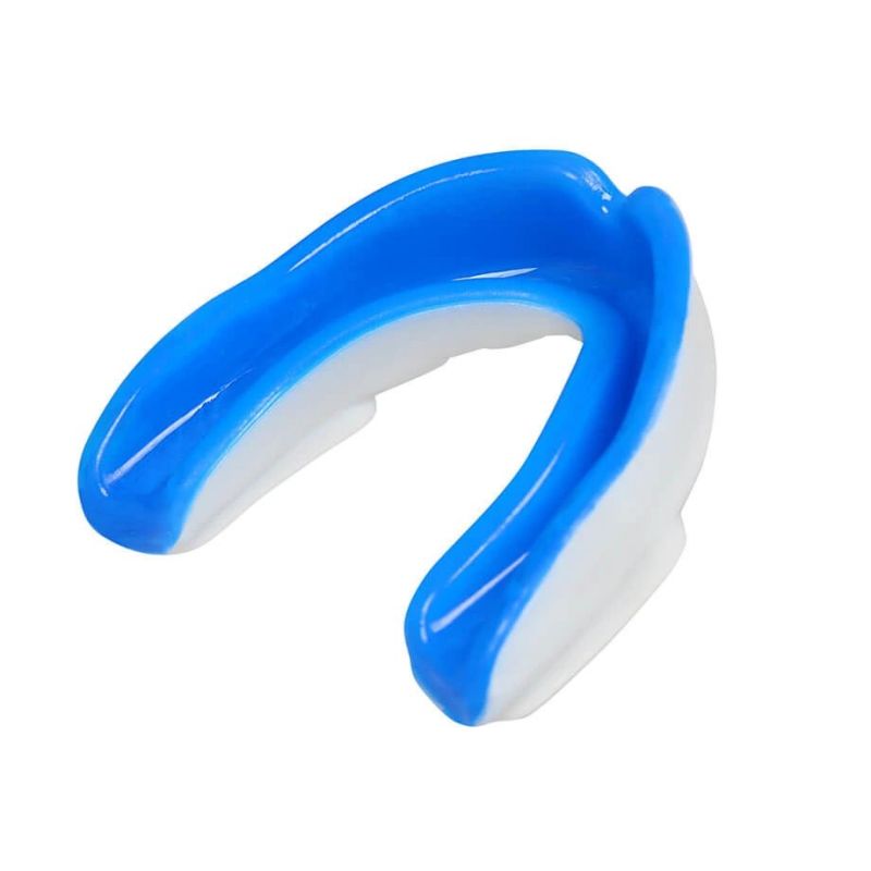 DBX Bushido Gel Mouthguard + Box - White and Blue | GelTech kék protectors and knee pads
