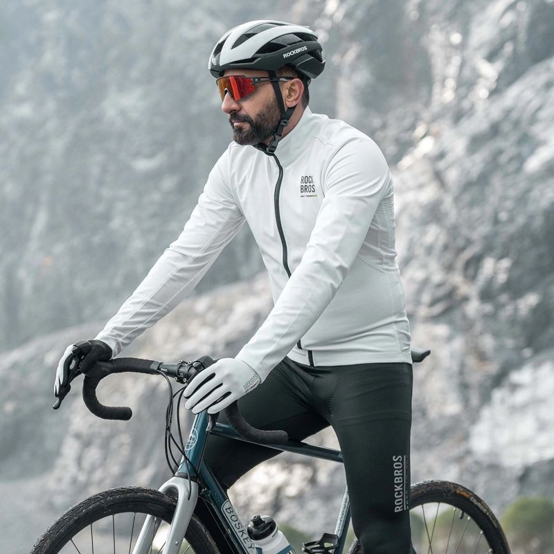 Rockbros ROAD TO SKY Windproof Insulated Cycling Jersey L - White l \ biały pulóver