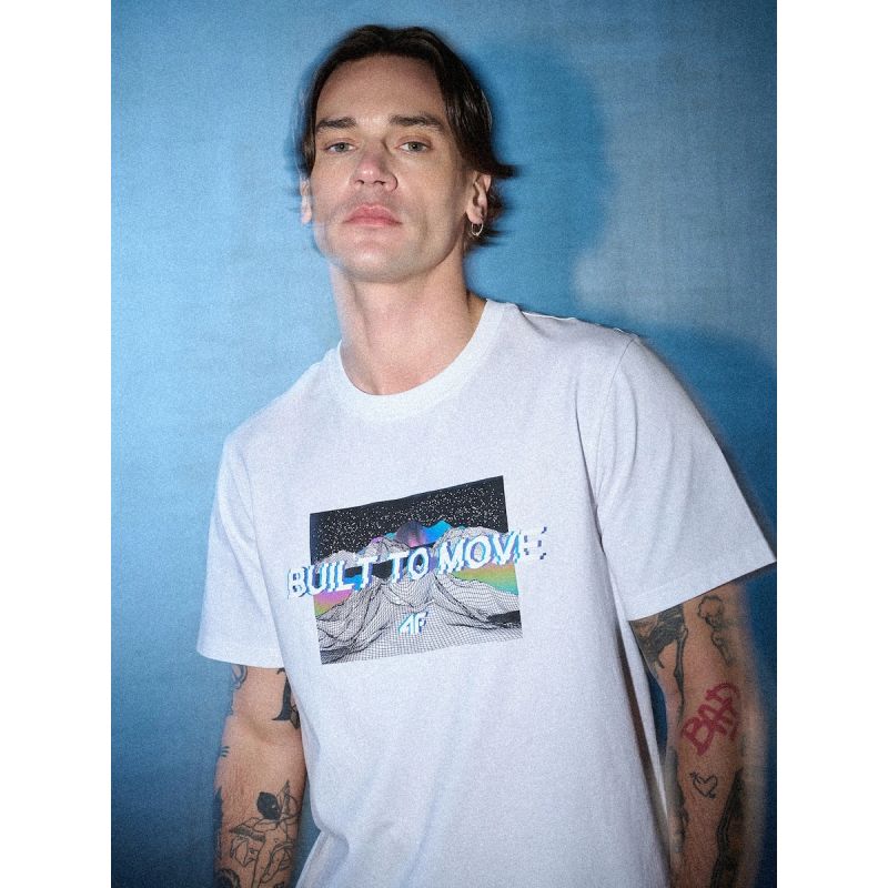 4F Men's regular printed T-shirt póló 4FRSS26TTSHM3658-10S