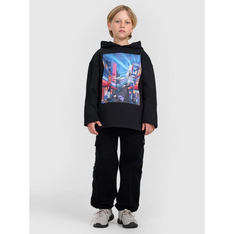 Boy's sweatshirt with hood, open, 4F 4FJRAW25TSWSM2345-20S