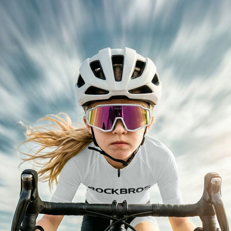 Rockbros SP383 Shining Warrior Cycling Glasses - Matte White Frame, Polarized Red Lenses biały úszás kiegészítő 5907769384219-211763
