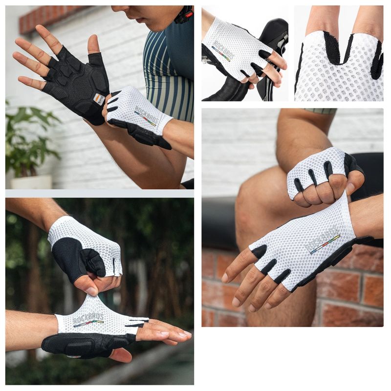 Rockbros ROAD TO SKY Short Shock Absorbing Cycling Gloves L - White l \ biały kesztyű 16220043002-211642