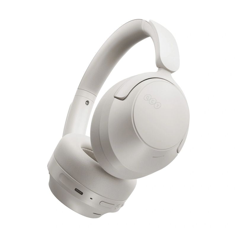 head QCY H3S Wireless On-Ear Headphones with LDAC and ANC Noise Cancellation - White biały headsets