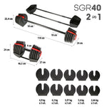 HMS SGR40 PRO SET 2in1 adjustable dumbbell set 43.5 kg csuklópánt 17-57-072