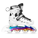 NH10905 4in1 LED WHITE ROLLER SKATES WITH RAINBOW HOCKEY BLADE SIZE M (35-38) NILS EXTREME fehér utcai cipő