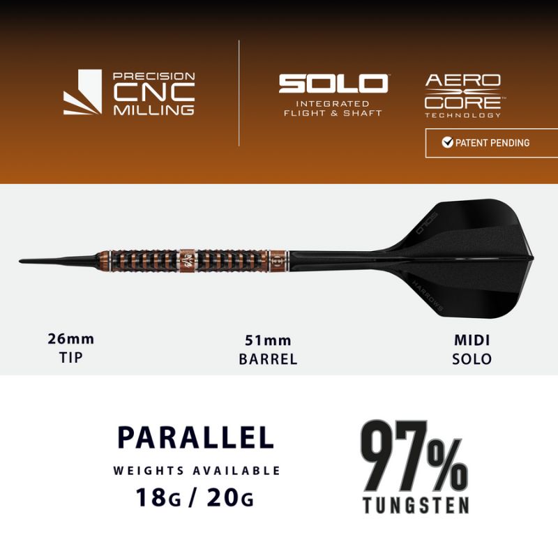 Harrows TOLFRAM TRINITY 97% steeltip darts papucs