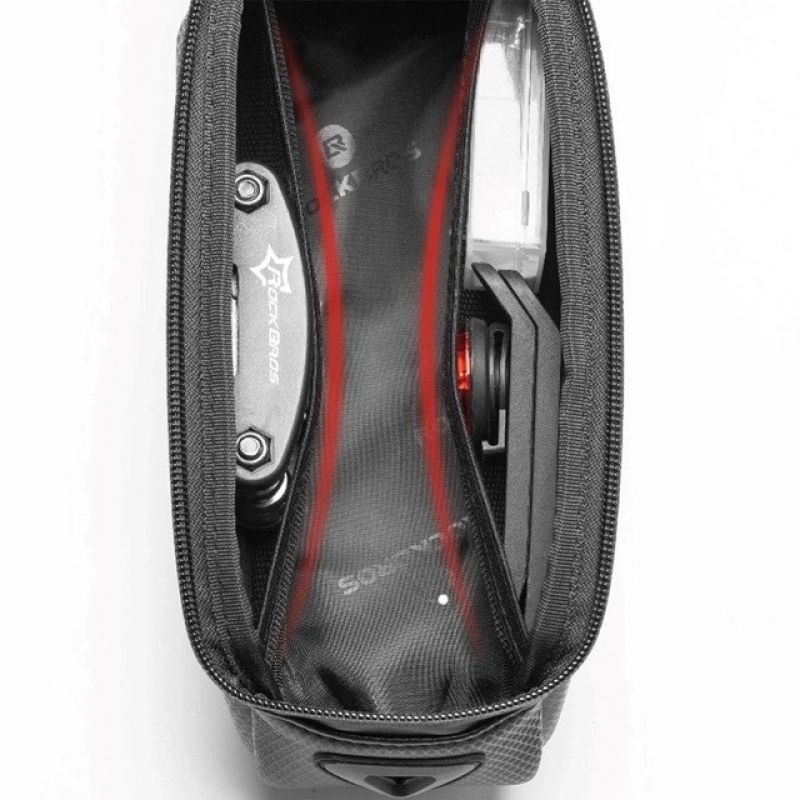 Rockbros B68-1 frame-mounted bicycle bag with phone pocket, 1.7l, black