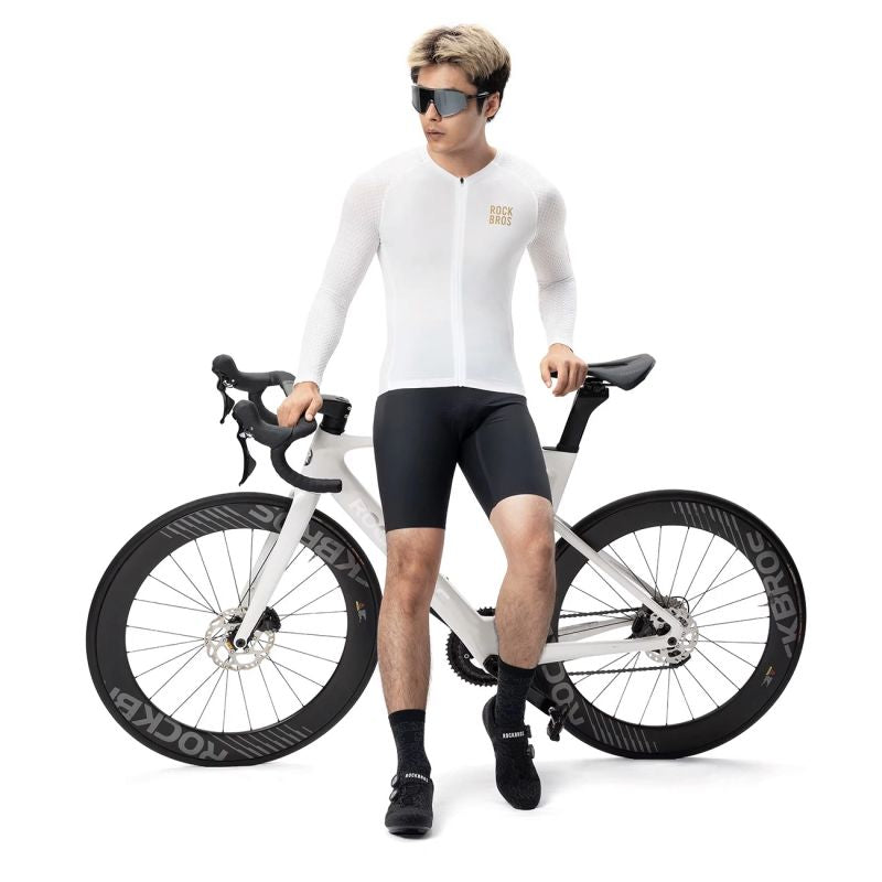 Rockbros Diamond Long Sleeve Cycling Jersey Size M - White biały \ m póló