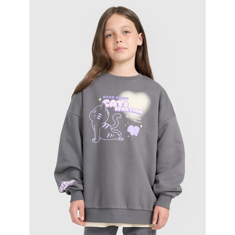 Oversized sweatshirt without a hood for girls 4F 4FJRAW25TSWSF2438-22S pulóver