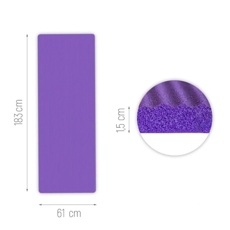 Wozinsky WNSP-15F Exercise Mat 183 x 61 x 1.5 cm Thick Gymnastic Mat for Yoga and Fitness - Purple lila jóga matrac 304004-208171