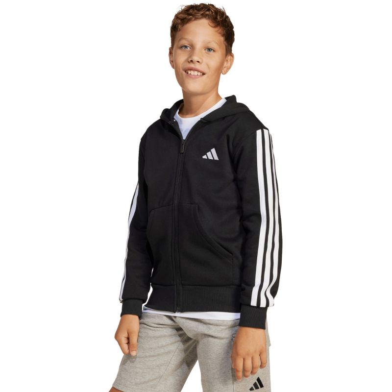 adidas Essentials Full-Zip Kids' Sweatshirt Black and White JD6494 General